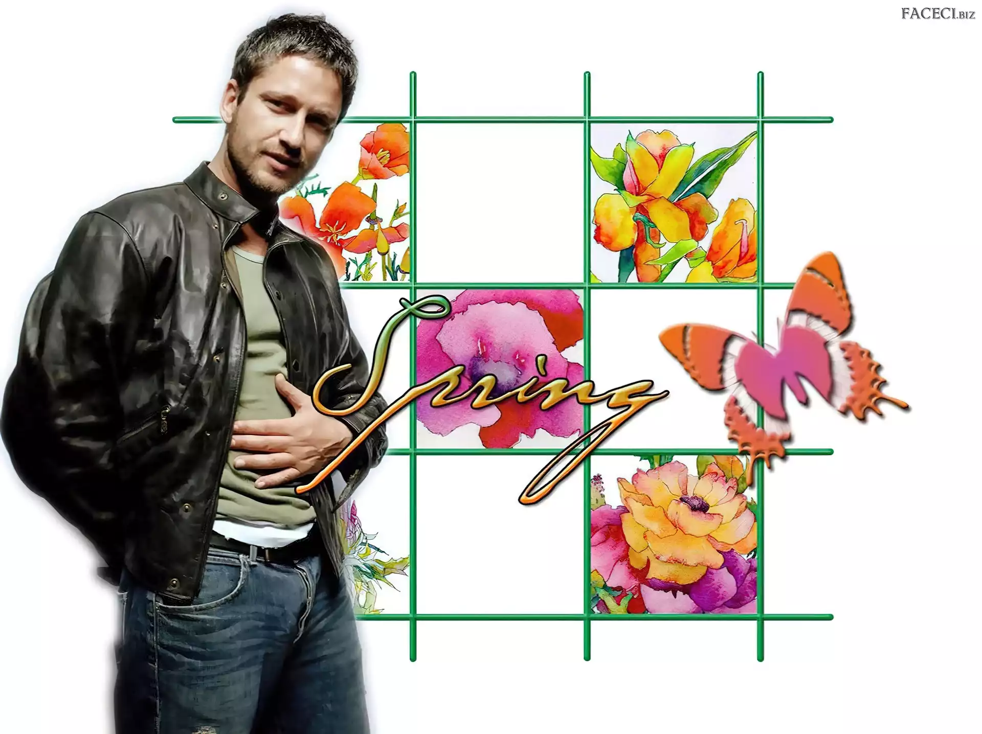 spring czarna kurtka, Gerard Butler